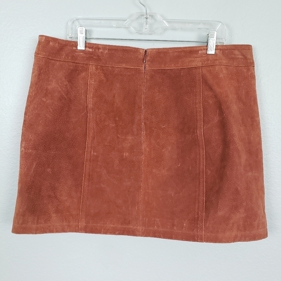 GIANNI BINI Leather Darcey Mini Skirt Rust Suede Sz XL Western Goblincore - Picture 4 of 7